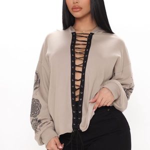 Mystical steal lace up hoodie